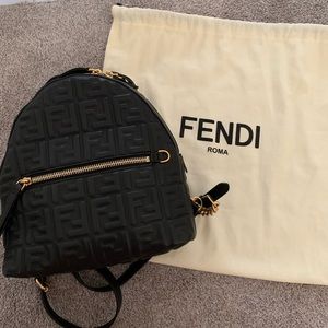 Fendi embossed backpack in black